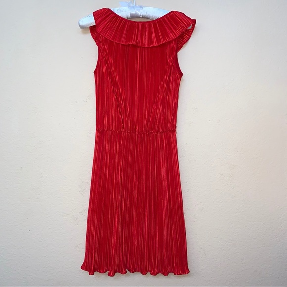 Seamline Cynthia Steffe Red Pleat Dress - Picture 7 of 8